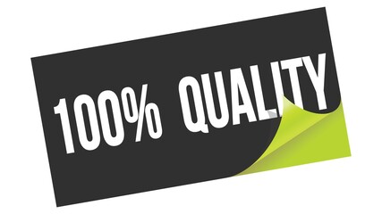 100%  QUALITY text on black green sticker stamp.