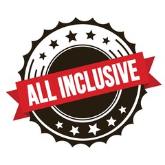 Obraz premium ALL INCLUSIVE text on red brown ribbon stamp.