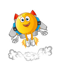  emoticon with jetpack mascot. cartoon vector
