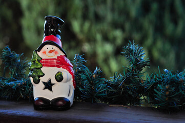 Snowman in a festive mood