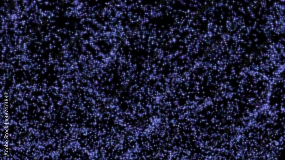 Aufkleber abstract starry particles of blue color in random motion on a black background. movement of stars in