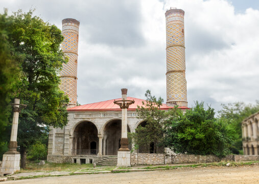 The ruins of Yukhari Govhar Agha Mosque in the city of Shusha Nagorno-Karabakh. The mosque also know as Boyuk Juma (Great Mosque) of Govhar Agha