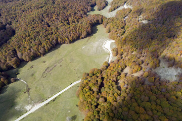 Aerial view of Mount Livata. the mountain of Rome. autumn colors
