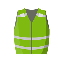 Green work clothes with stripes. Element of uniform of Builder and technical personnel. Flat icon illustration