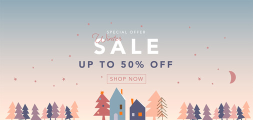 Naklejka premium winter sale vector, post for social media, website poster, discount, online shopping, limited offer