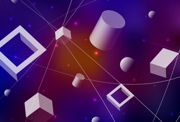 Naklejka premium Dark Blue, Red vector background with triangles, circles, cubes.