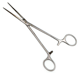 surgical clamp on white background