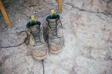 climbing equipment on a wall