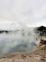 Yellowstone Park Steaming Hot Spring Geyser  