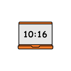 laptop, o clock icon. Signs and symbols can be used for web, logo, mobile app, UI, UX