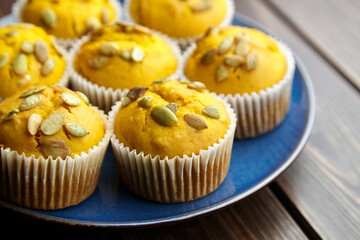 Muffins with pumpkin seeds