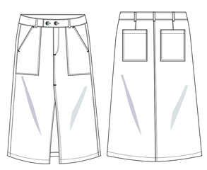 woman fashion design skirt CAD technical flat drawing illustration vector line pattern design clothing artwork textile sketch trend graphic hand-drawn