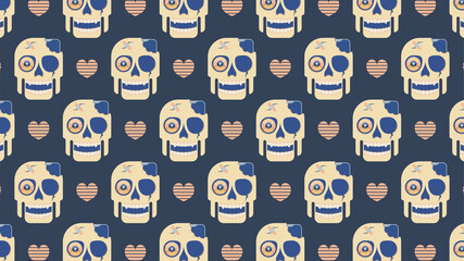 Skulls with cracks and smartphone background or texture