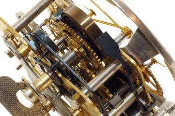 Fototapeta premium Inner workings of an old windup timepiece