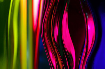 Abstract verticle shapes in green and red