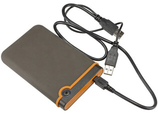 External hard disk drive and Usb flash on white