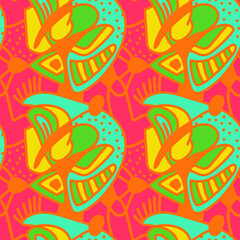 Seamless backdrop with unusual hand drawn colorful pattern