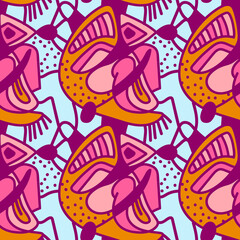 Seamless backdrop with unusual hand drawn colorful pattern