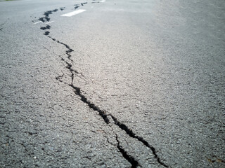 Focused on cracked asphalt