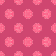 Mandala seamless pattern vector. A symmetrical round pink monochrome ornament.