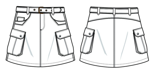 woman fashion design skirt CAD technical flat drawing illustration vector line pattern design clothing artwork textile sketch trend graphic hand-drawn