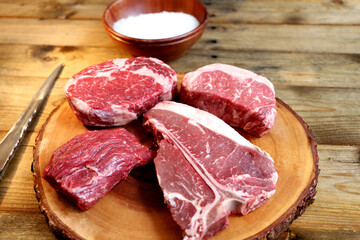 T Bone, Chorizo, Ancho, Picanha. Especial raw cuts for barbecue.  