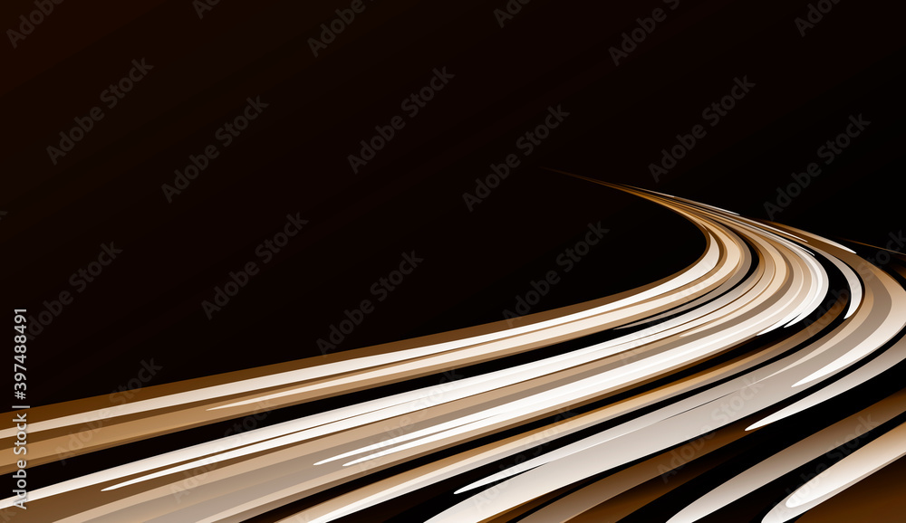 Poster abstract design element, track of lights made of straight lines, diagonal composition in the dark sp