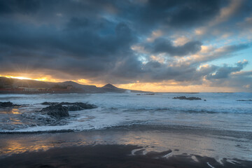 Landscape. El Puertillo Beach at sunset. View 1. Arucas. Las Palmas . Canary Islands.