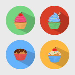 Cupcake icon set collection with shadow
