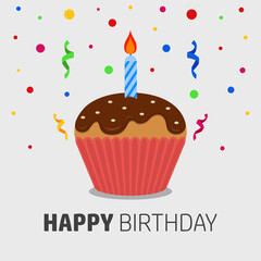 Birthday greeting card with cupcake