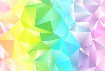 Light Multicolor, Rainbow vector shining triangular pattern.