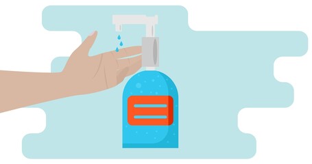 Fototapeta premium Sanitizer bottle for virus prevention vector illustration