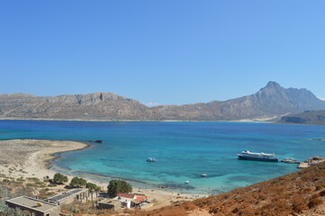 Naklejka na ściany i meble Seashore in sunny weather. Travel to Greece.