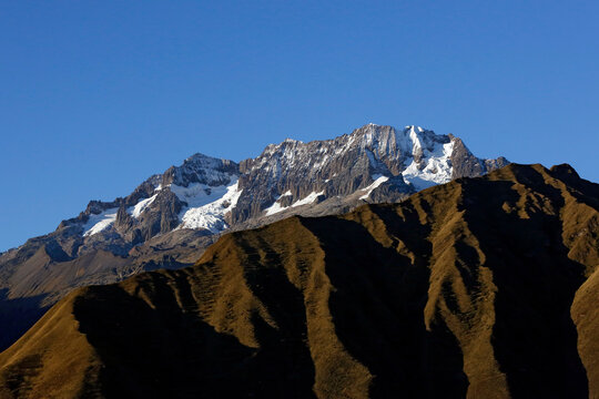 Mount Chicon, in the Urubamba Mountain Range. The Andes in Cusco Region, Peru