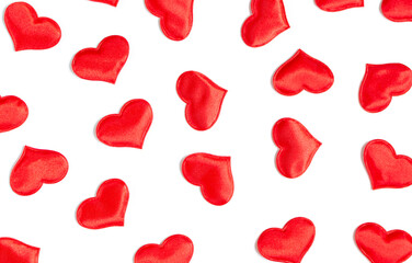 red hearts on white background. Valentine's Day concept. Symbol of love.