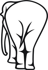 Vector illustration of the elephant from behind