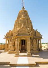 The intricate Jain temple Adeshwar Nath in Amar Sagar near Jaisalmer, Rajasthan, India