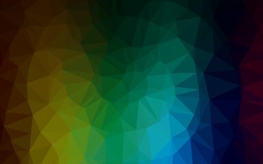 Dark Multicolor, Rainbow vector shining triangular background.