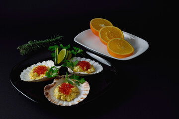 scallops with caviar