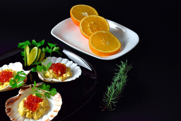 scallops with caviar