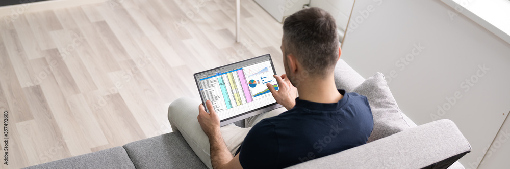 Poster Man Using Spreadsheet Data