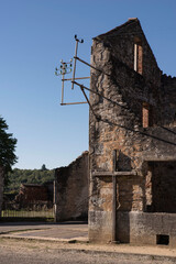Ruin of the village of Oradour sur Glane in France, remnant of a former war massacre