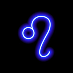 Blue neon zodiac sign Leo. Predictions, astrology, horoscope.
