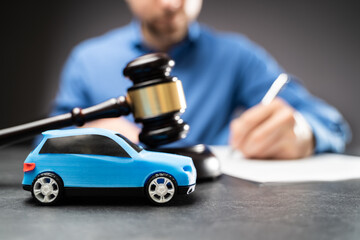 Car Lawyer Or Judge Verdict With Gavel