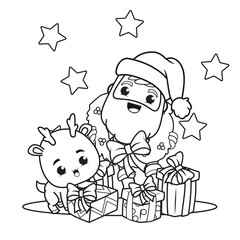 coloring book christmas day with santa claus and cute deer(5)