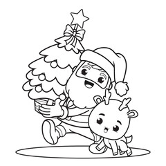 coloring book christmas day with santa claus and cute deer(6)