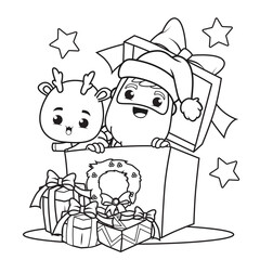 coloring book christmas day with santa claus and cute deer(7)