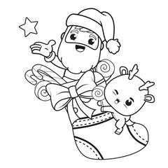 coloring book christmas day with santa claus and cute deer(18)