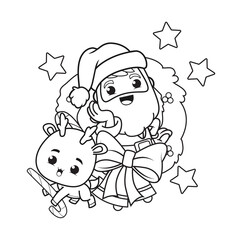 coloring book christmas day with santa claus and cute deer(21)