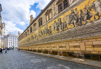 Procession of Princes (Furstenzug) on the outside wall of Dresden Castle, Germany
